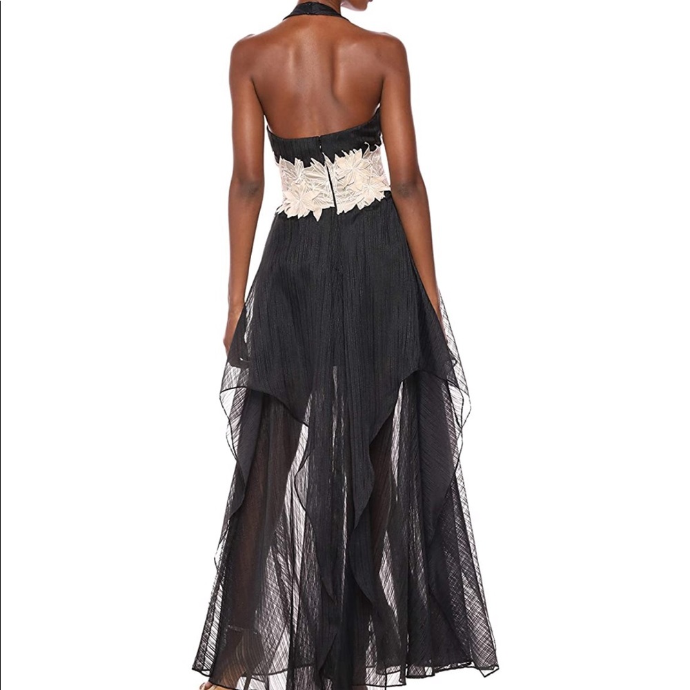 halston heritage black halter v-neck - Picture 2 of 8